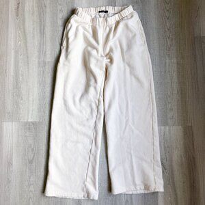 Cream Brandy Melville Wide Leg Sweatpants